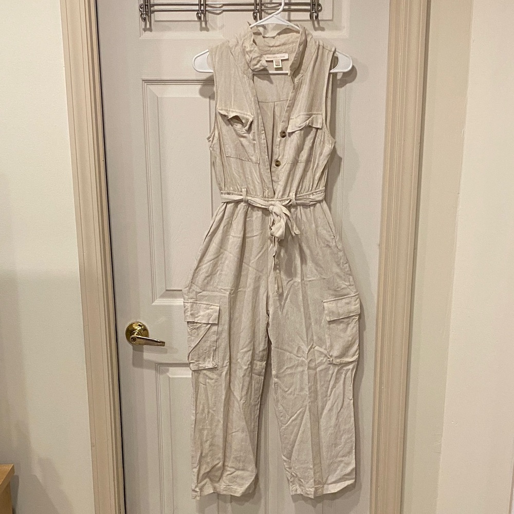 Monteau Beige Sleeveless Jumpsuit
